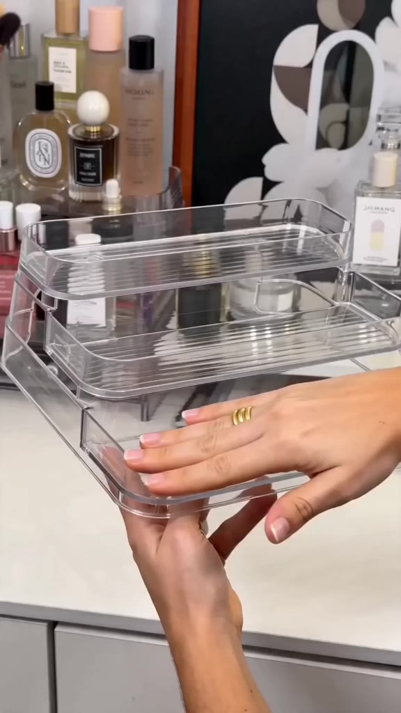 Expositor de Perfumes Cosméticos 3 Andares Multiuso Organizador Prateleira Diamante Porta Maquiagem